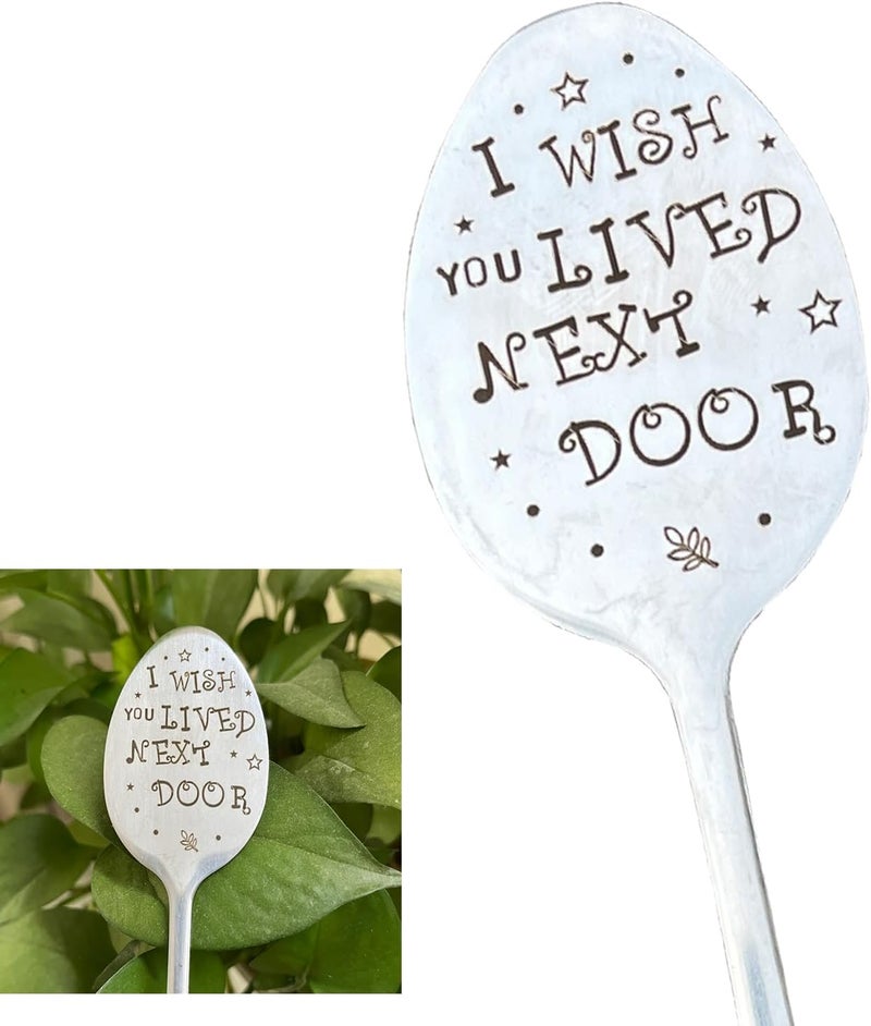 PLWalker Garden Friendship Gift for Women Gardeners, Plant Marker Stake Label Sign Tag, Gardening Gifts for Woman Lovers, Metal Garden Decoration (Live Next Door) - Image 1